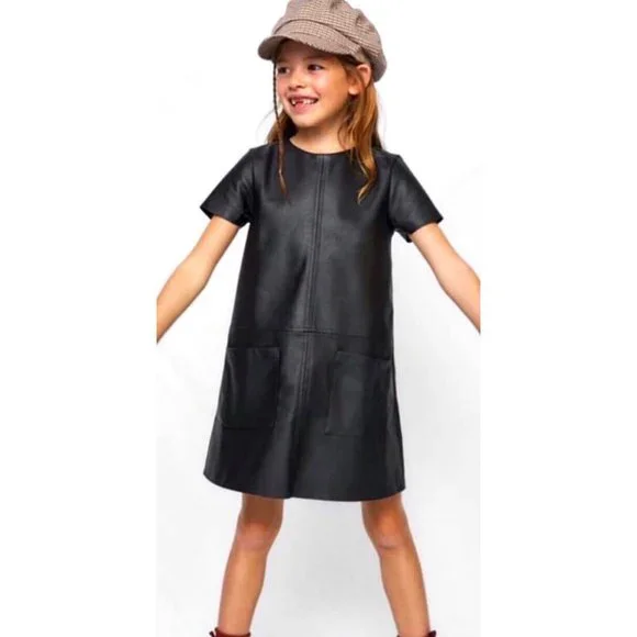Robe Chemise Robe Effet Cuir Mango Zara Dresses Zara Girls Black Short  Sleeve Faux Leather Dress